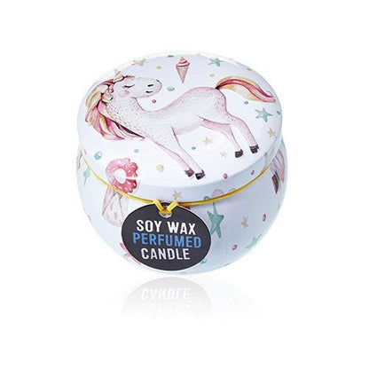 Assorted Unicorn Design Moonstone Artistic Tin Candle | #product_category# - OneRoofGifts