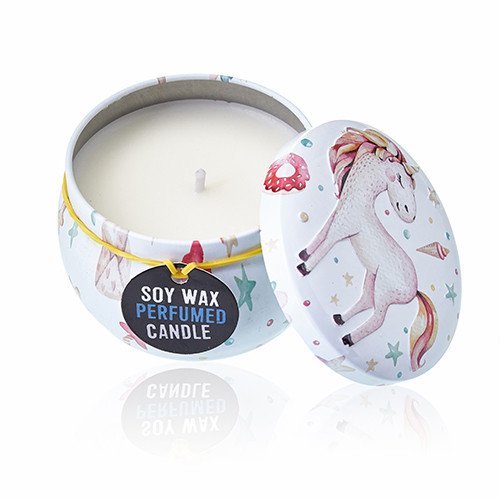 Assorted Unicorn Design Moonstone Artistic Tin Candle | #product_category# - OneRoofGifts