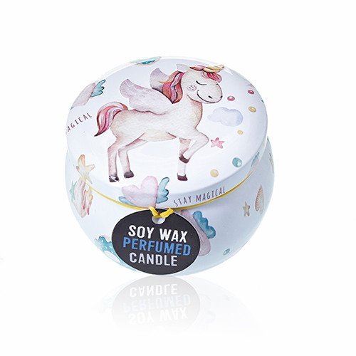 Assorted Unicorn Design Moonstone Artistic Tin Candle | #product_category# - OneRoofGifts