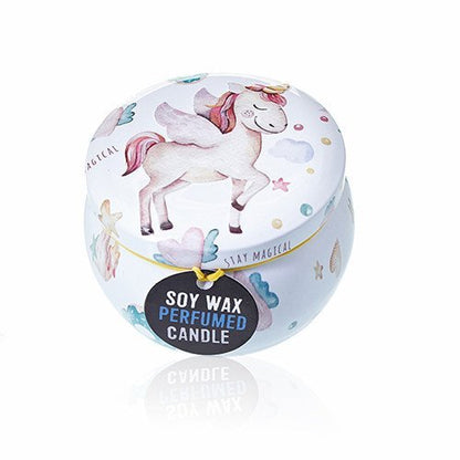 Assorted Unicorn Design Moonstone Artistic Tin Candle | #product_category# - OneRoofGifts