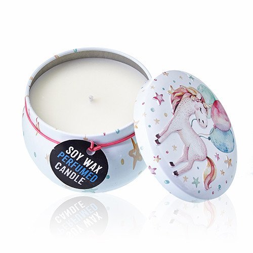Assorted Unicorn Design Moonstone Artistic Tin Candle | #product_category# - OneRoofGifts