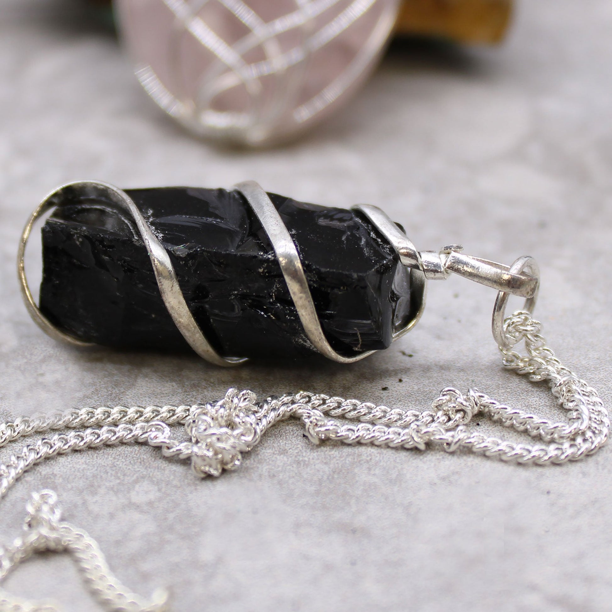 Black Onyx Gemstone Necklace Wrapped in Cascade Style | #product_category# - OneRoofGifts