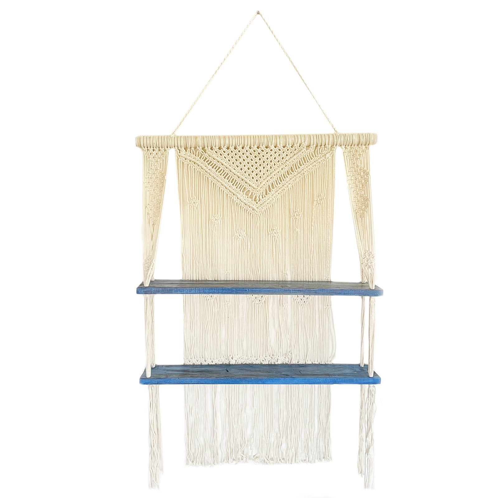 Blue Natural Macrame Hanging Shelves | #product_category# - OneRoofGifts