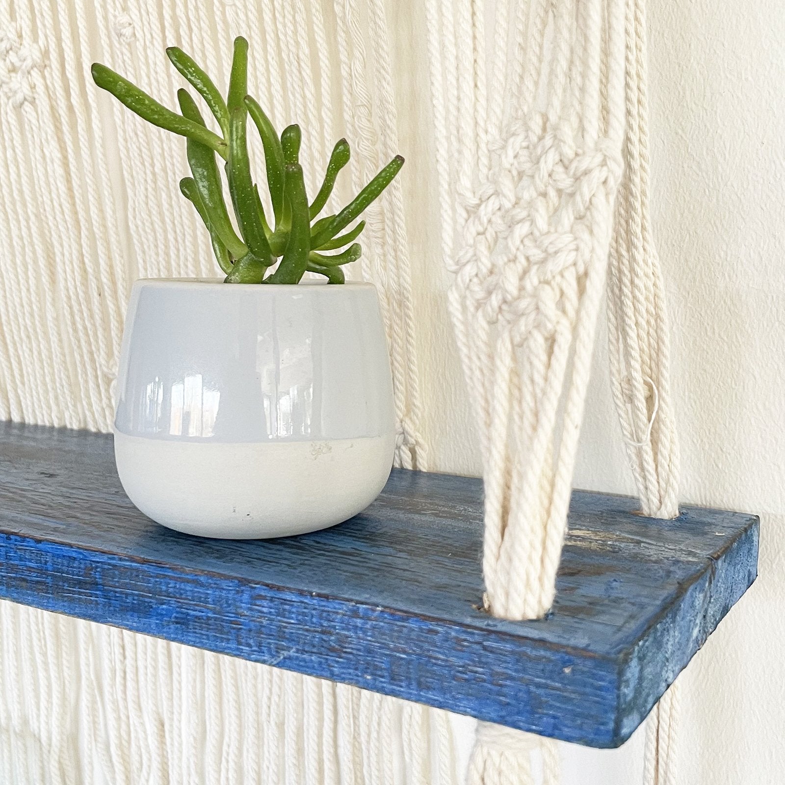 Blue Natural Macrame Hanging Shelves | #product_category# - OneRoofGifts