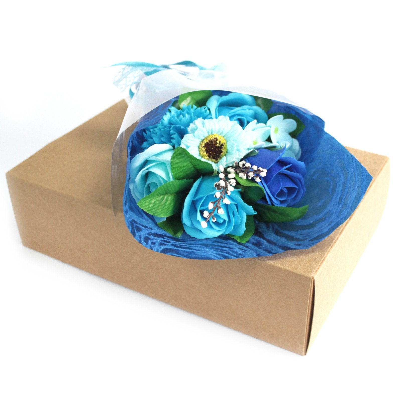 Blue Soap Flower Bouquet Gift Box | #product_category# - OneRoofGifts