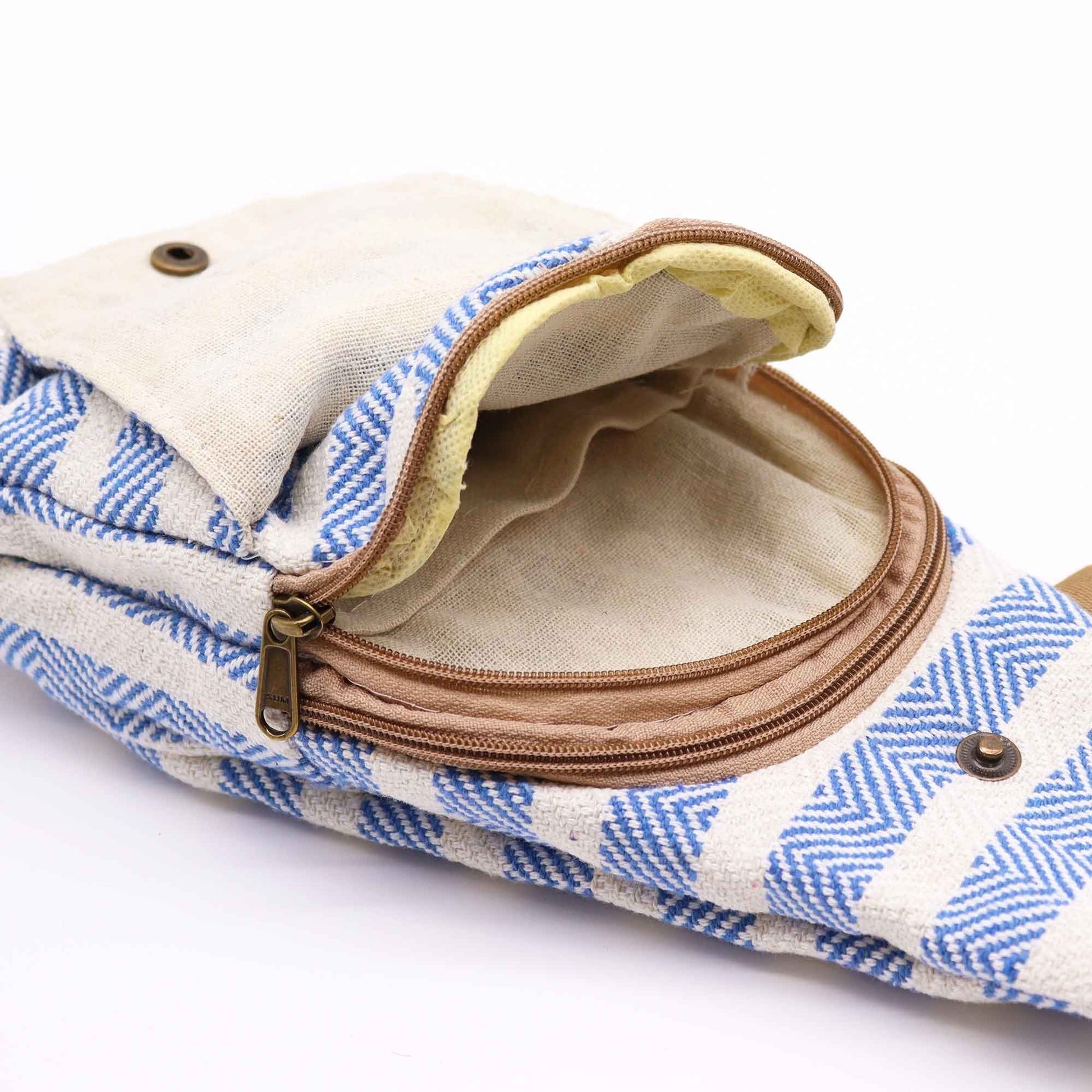 Blue & White Natural Cotton Crossbody Bag | #product_category# - OneRoofGifts