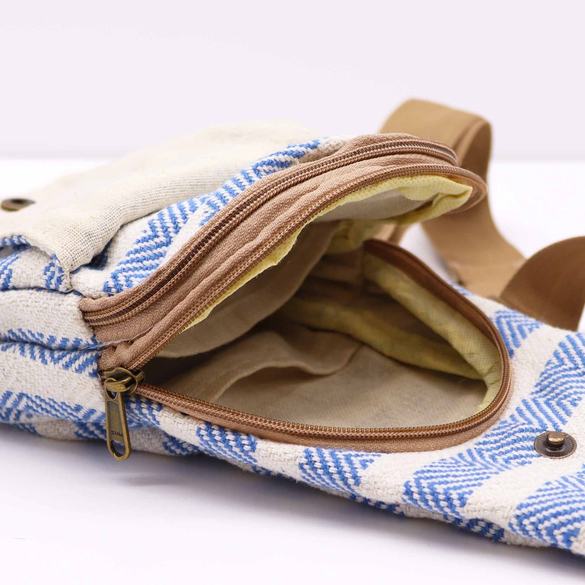 Blue & White Natural Cotton Crossbody Bag | #product_category# - OneRoofGifts