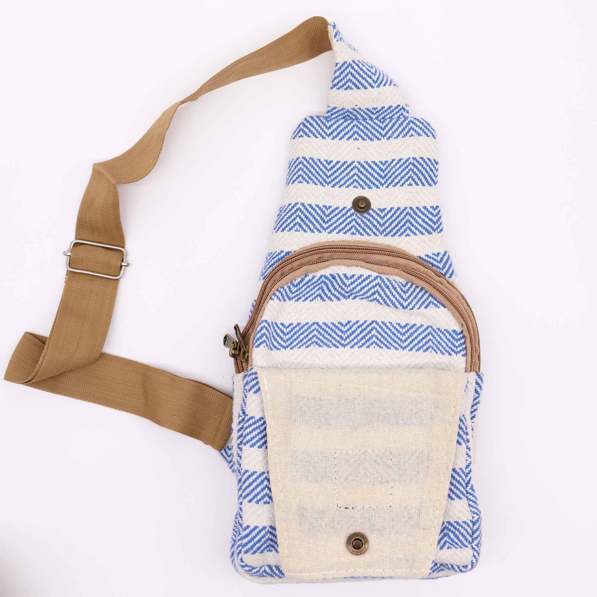 Blue & White Natural Cotton Crossbody Bag | #product_category# - OneRoofGifts