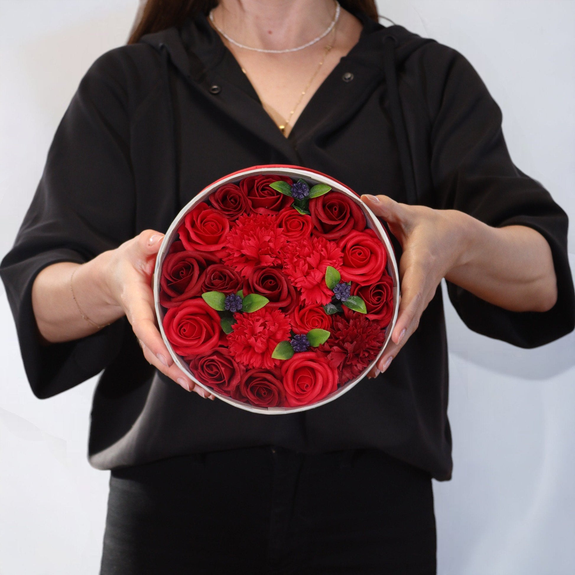 Classic Red Roses in Round Box | #product_category# - OneRoofGifts