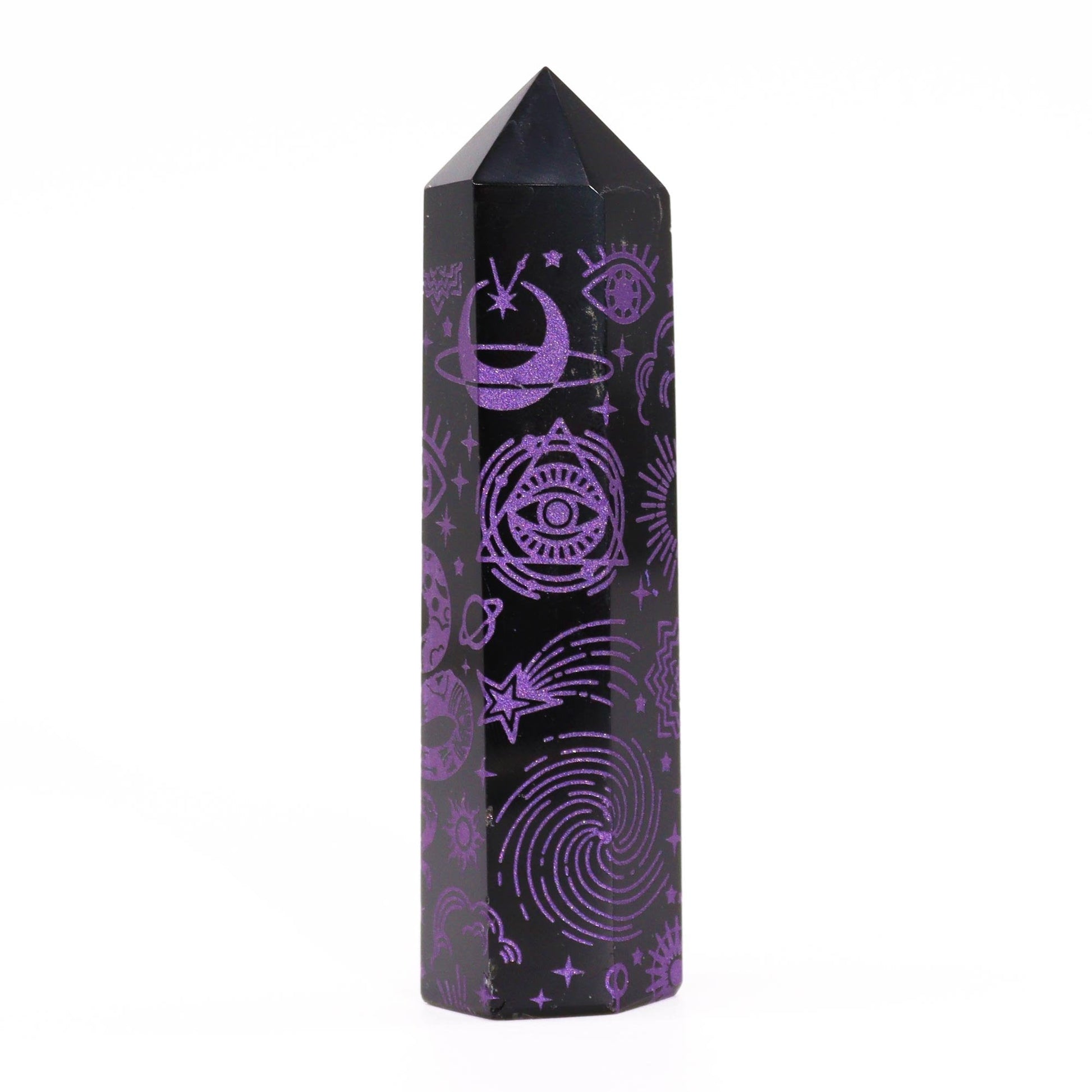 Deep Purple Mystic Black Obsidian Obelisk | #product_category# - OneRoofGifts