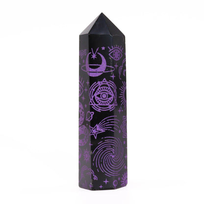 Deep Purple Mystic Black Obsidian Obelisk | #product_category# - OneRoofGifts