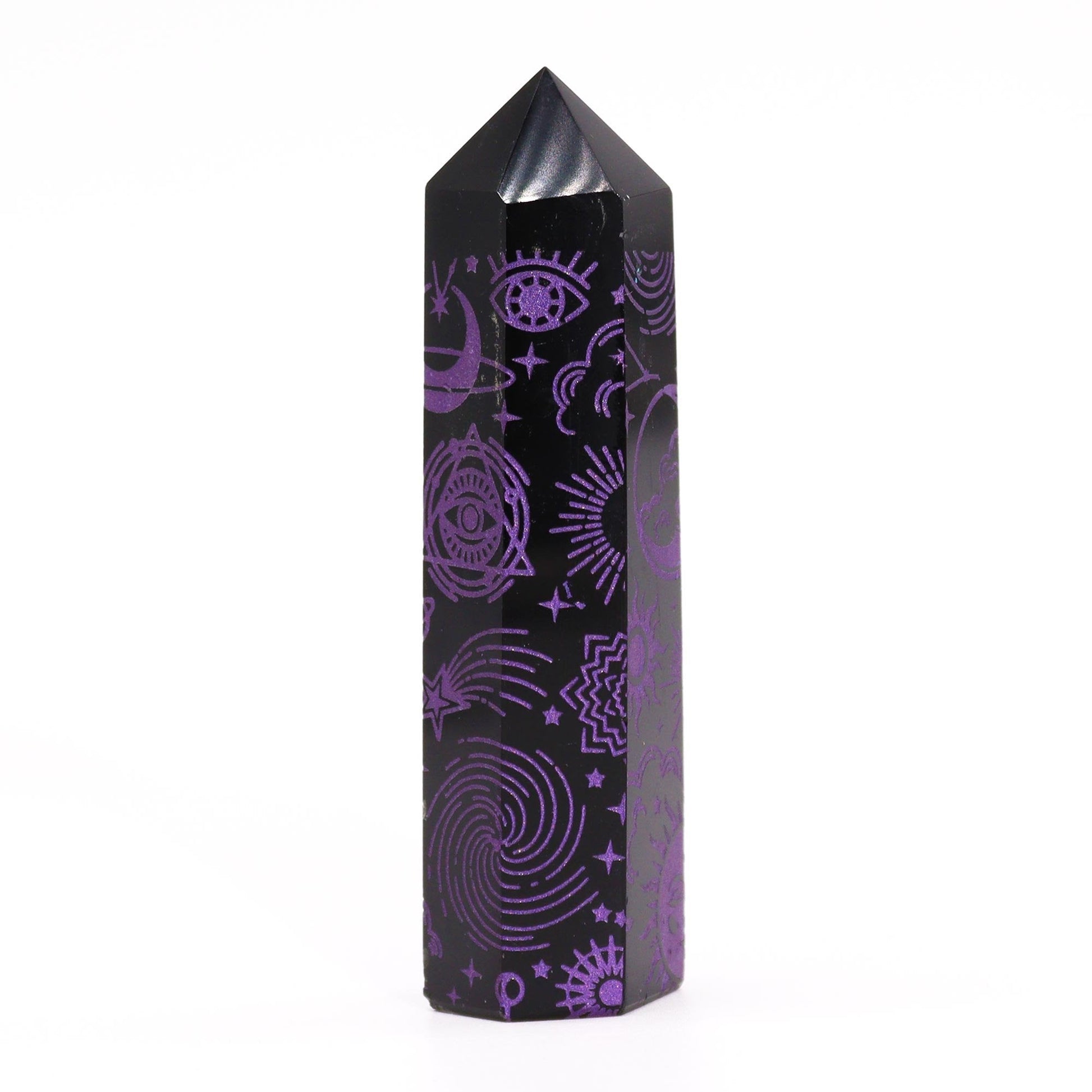 Deep Purple Mystic Black Obsidian Obelisk | #product_category# - OneRoofGifts