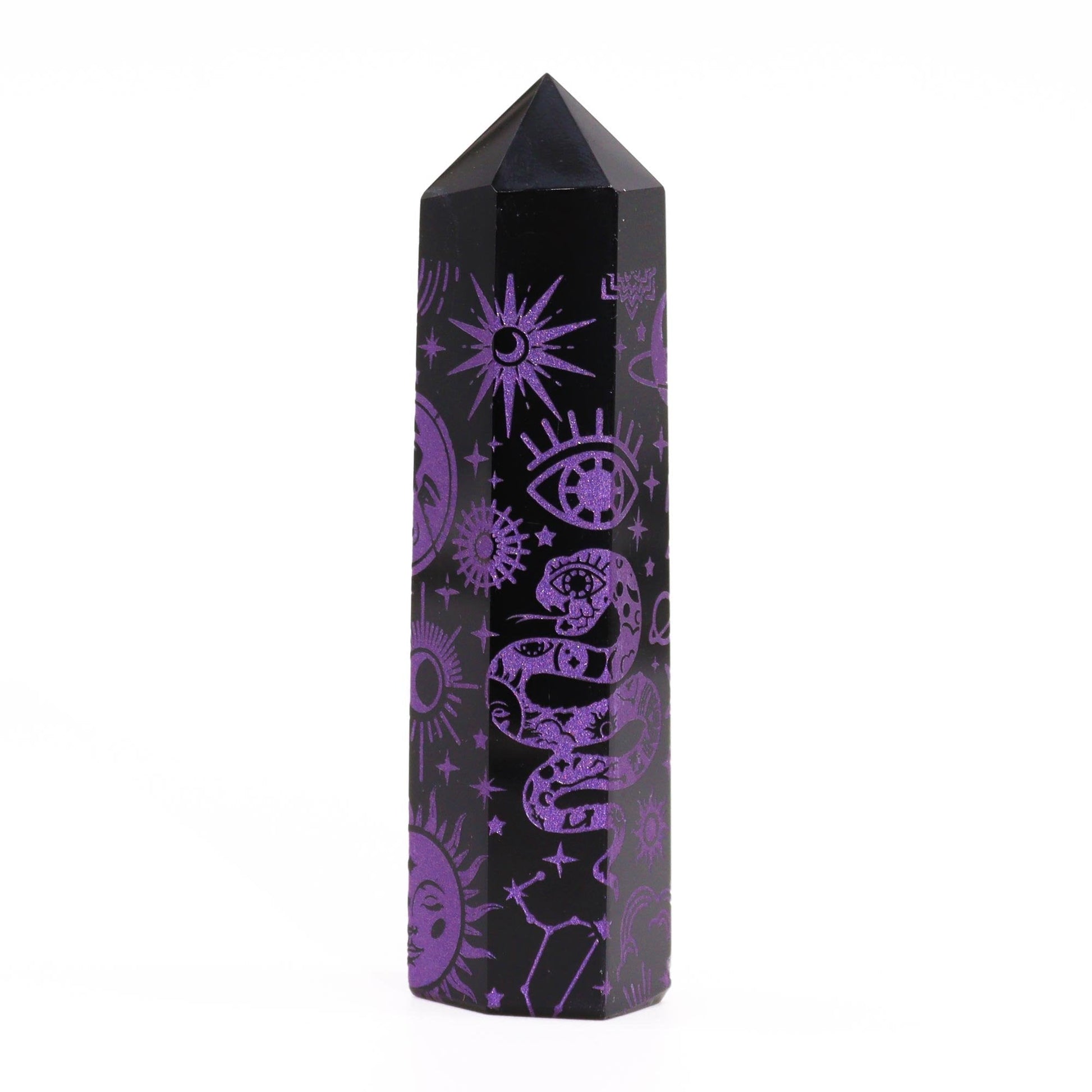 Deep Purple Mystic Black Obsidian Obelisk | #product_category# - OneRoofGifts