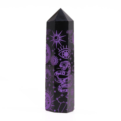 Deep Purple Mystic Black Obsidian Obelisk | #product_category# - OneRoofGifts