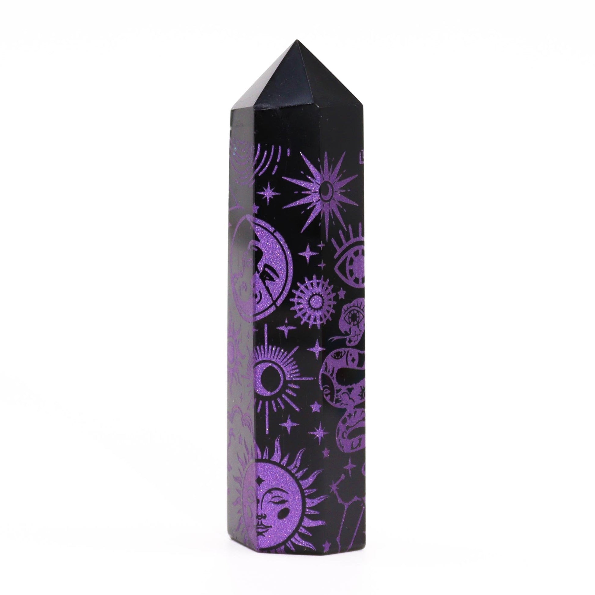 Deep Purple Mystic Black Obsidian Obelisk | #product_category# - OneRoofGifts