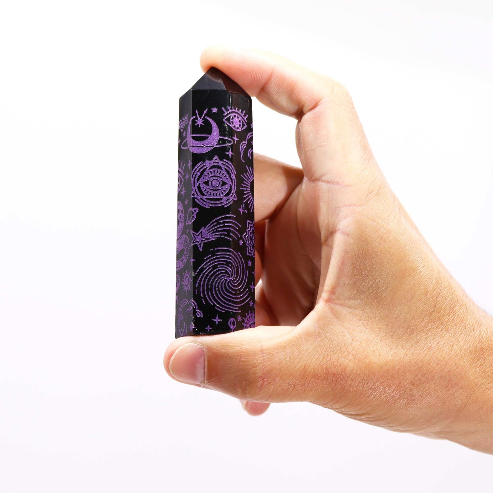 Deep Purple Mystic Black Obsidian Obelisk | #product_category# - OneRoofGifts