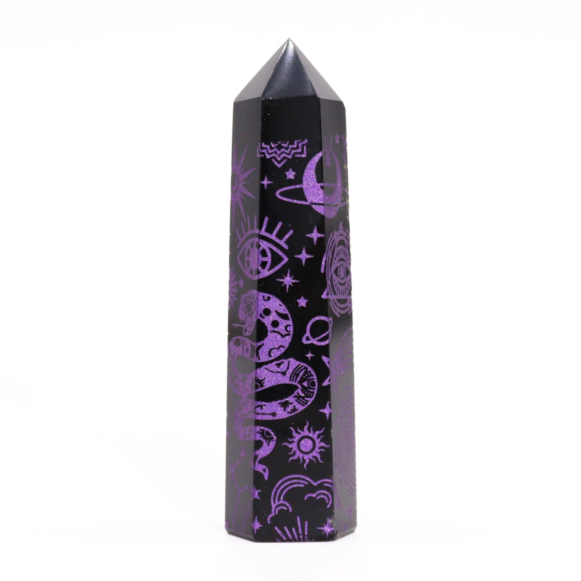 Deep Purple Mystic Black Obsidian Obelisk | #product_category# - OneRoofGifts
