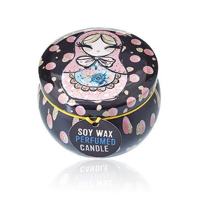 Dolly Blue Russian Dolls Design Artistic Tin Candle | #product_category# - OneRoofGifts