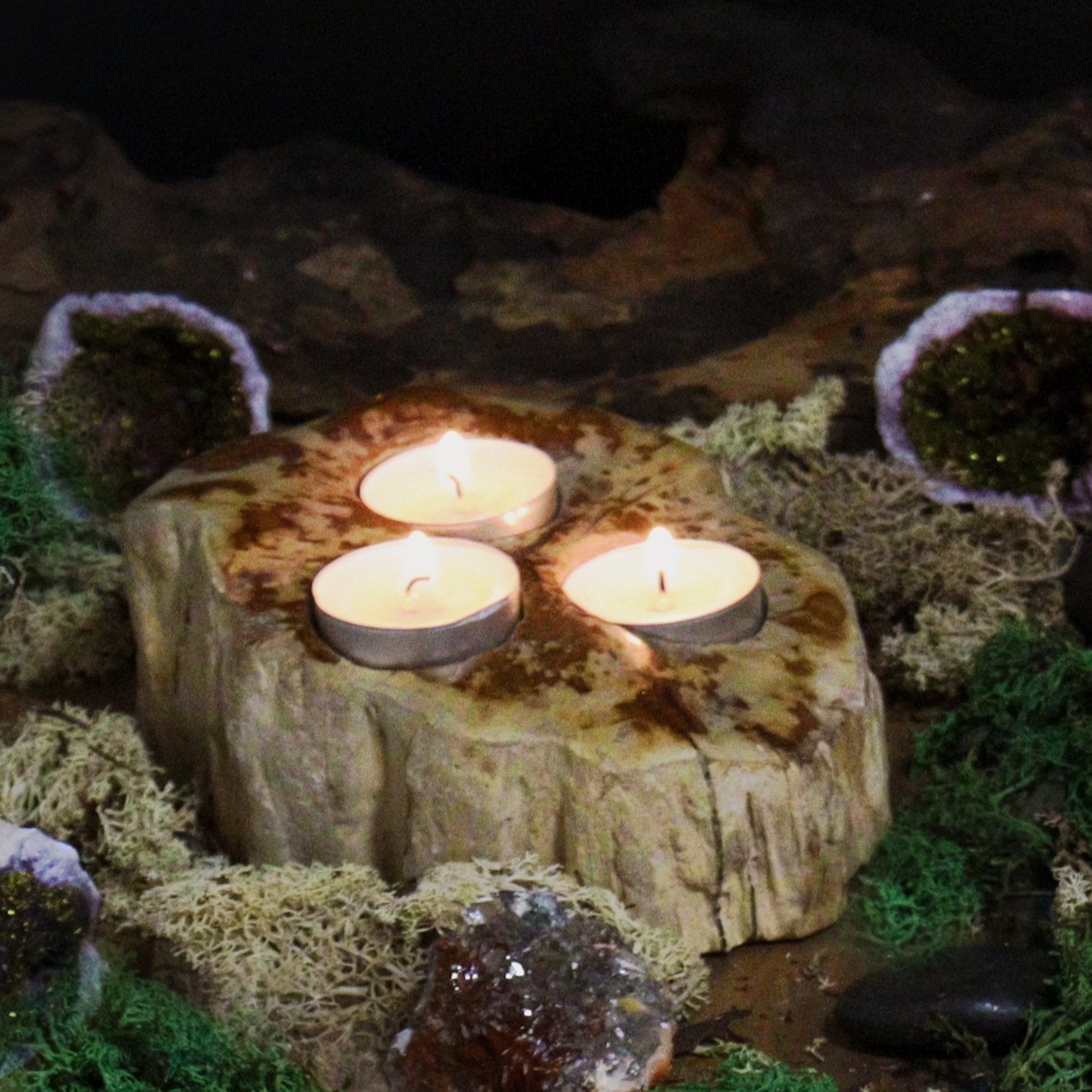 Double Candle Holder Petrified Wood | #product_category# - OneRoofGifts
