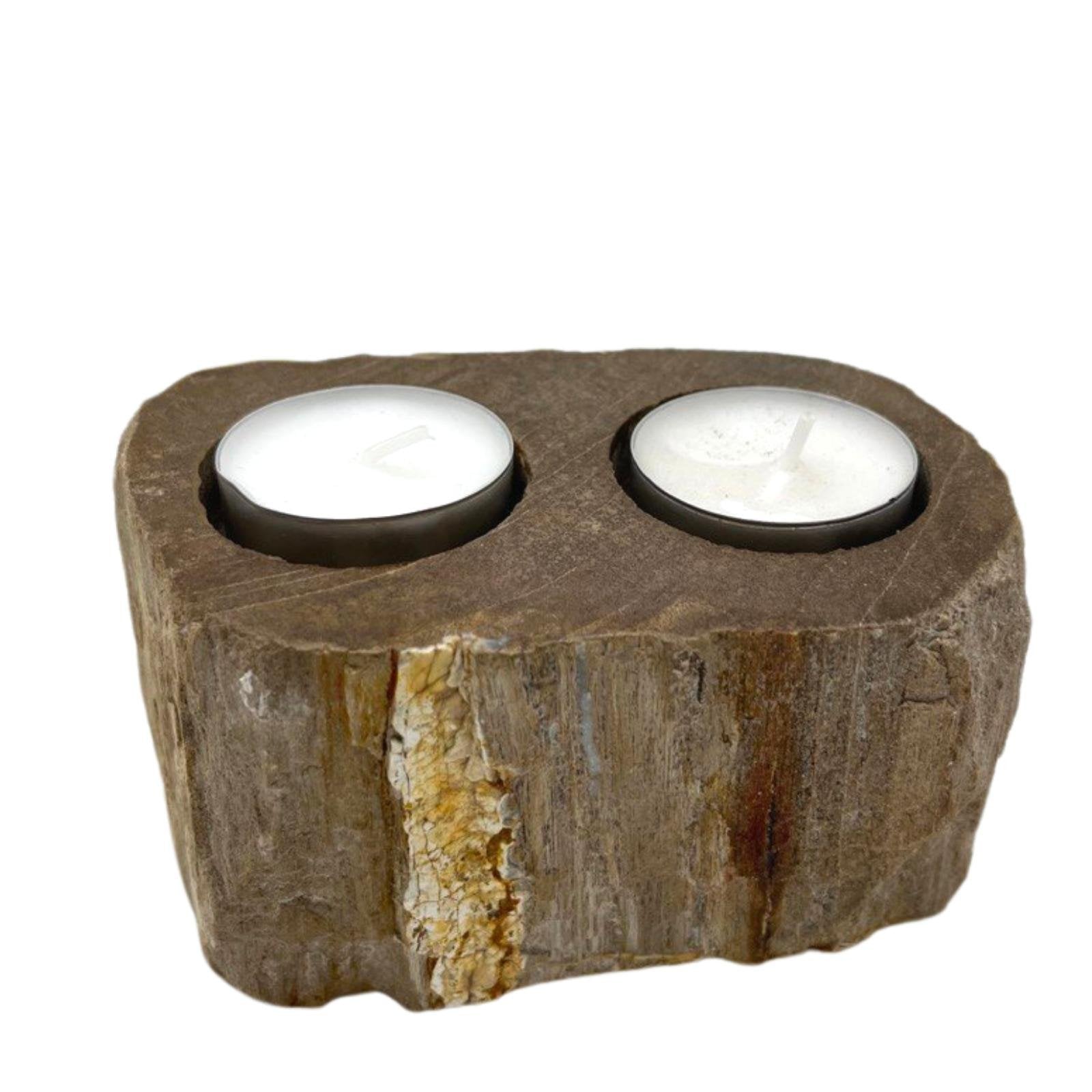 Double Candle Holder Petrified Wood | #product_category# - OneRoofGifts