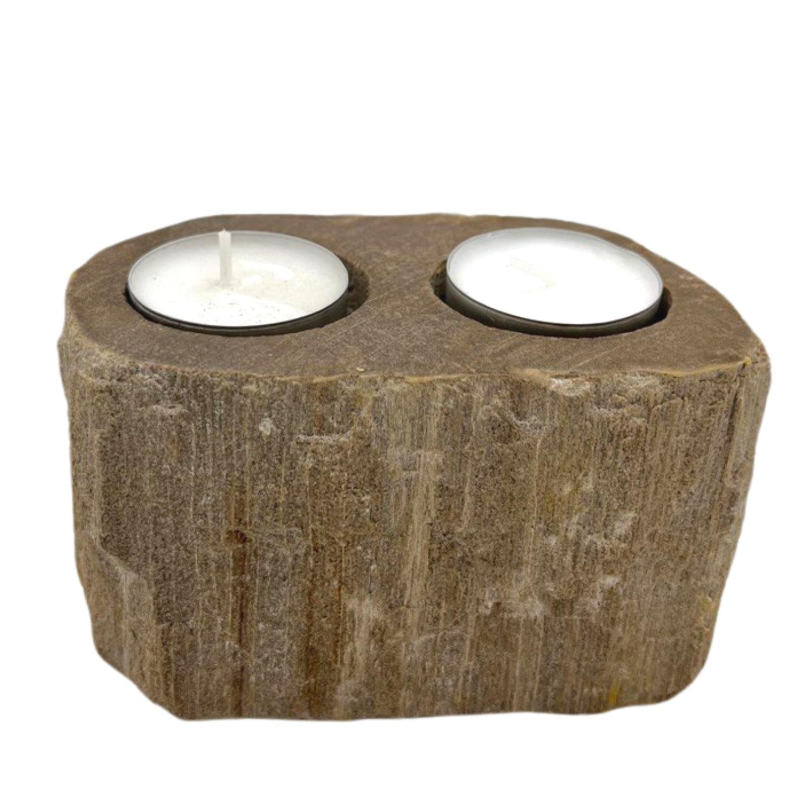 Double Candle Holder Petrified Wood | #product_category# - OneRoofGifts