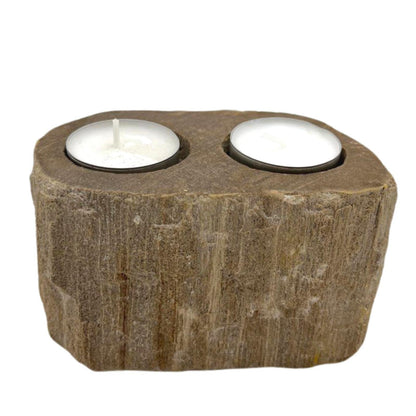 Double Candle Holder Petrified Wood | #product_category# - OneRoofGifts