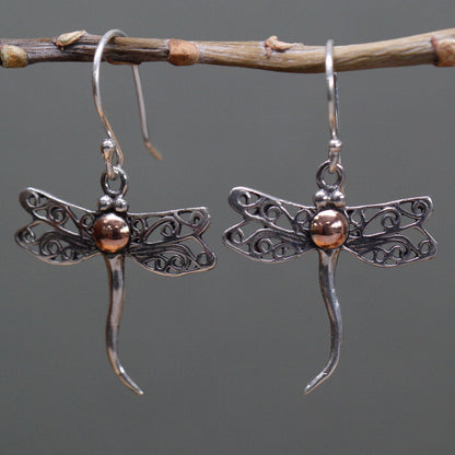Dragonfly Earrings in Silver and Gold | #product_category# - OneRoofGifts