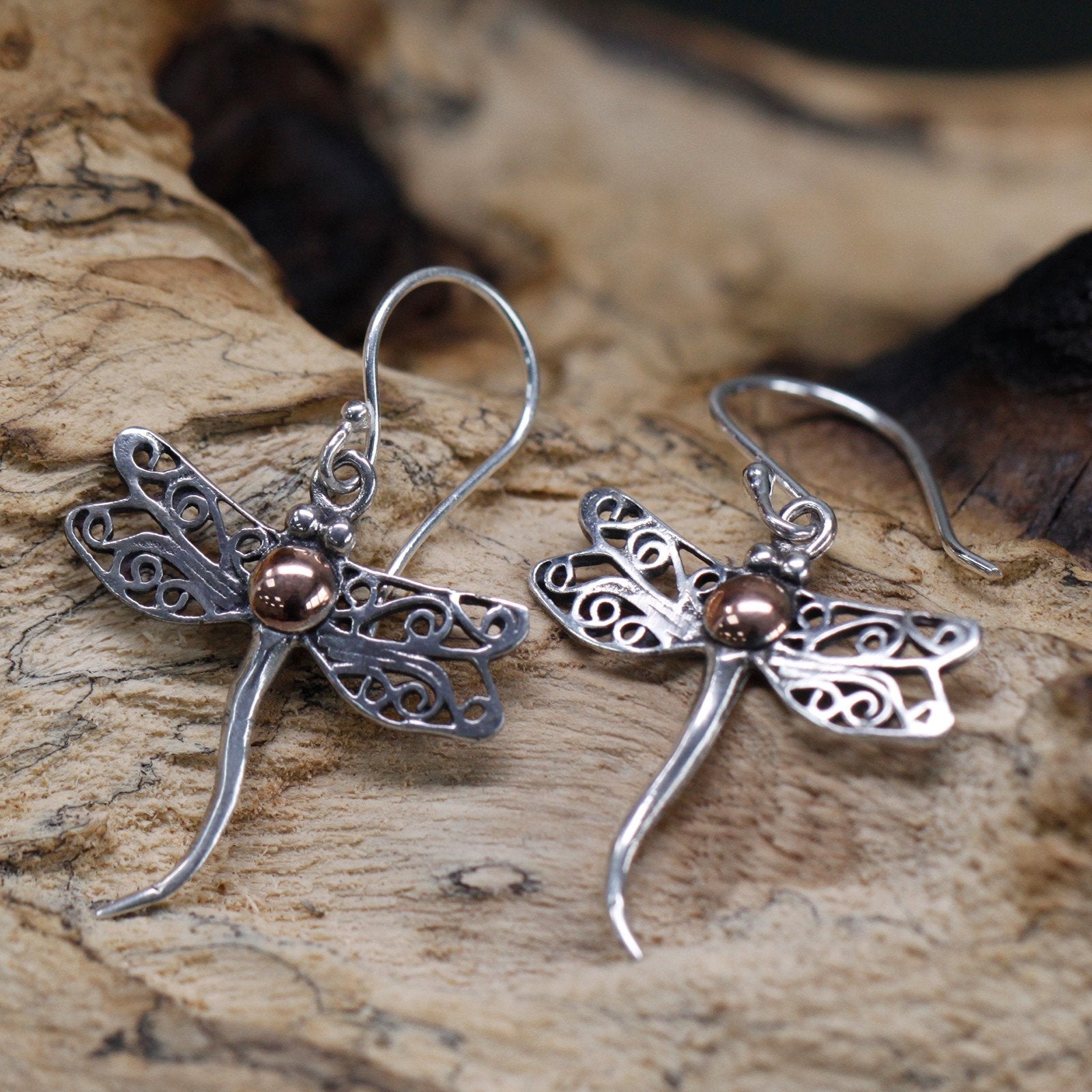 Dragonfly Earrings in Silver and Gold | #product_category# - OneRoofGifts
