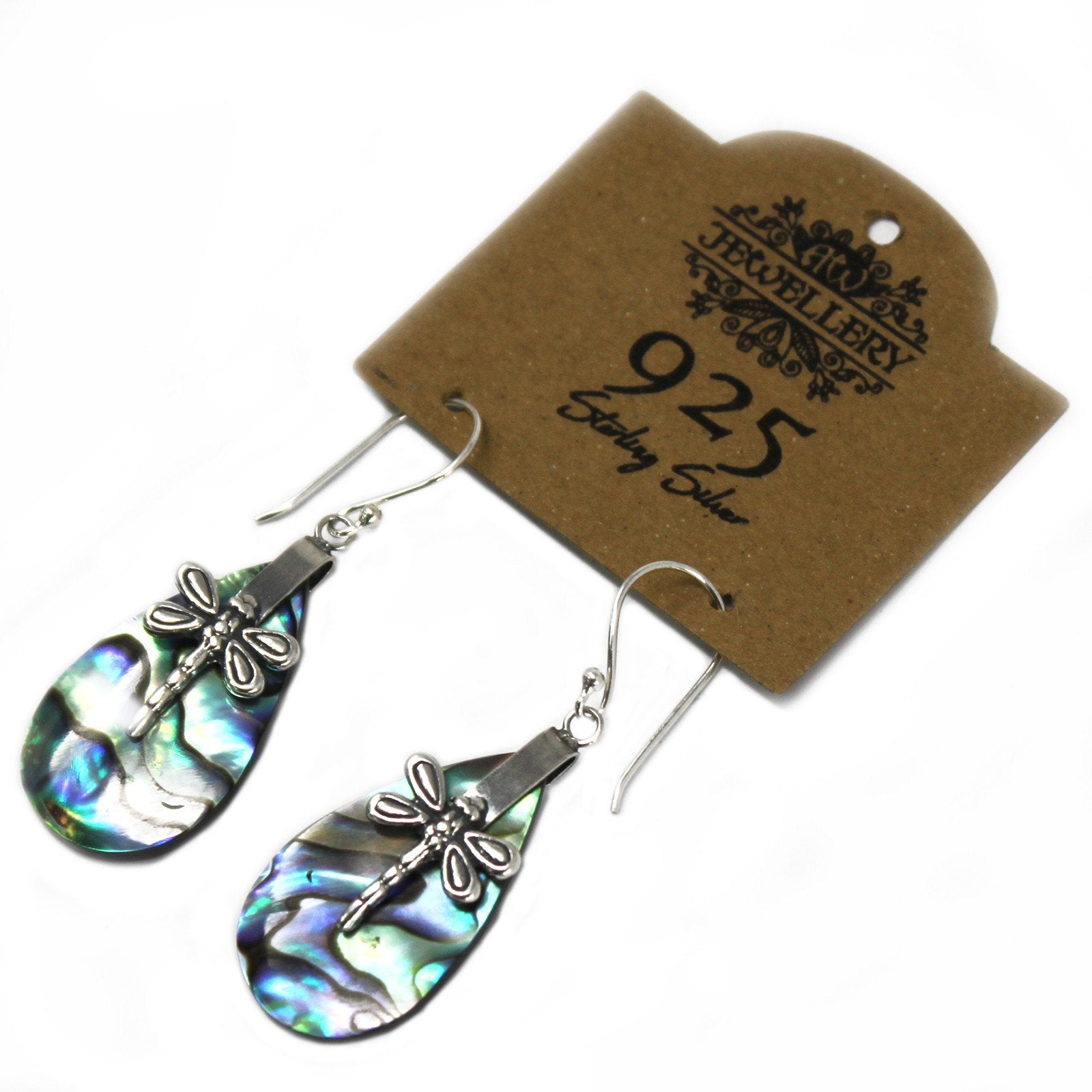 Dragonfly Shell & Silver Earrings with Abalone | #product_category# - OneRoofGifts