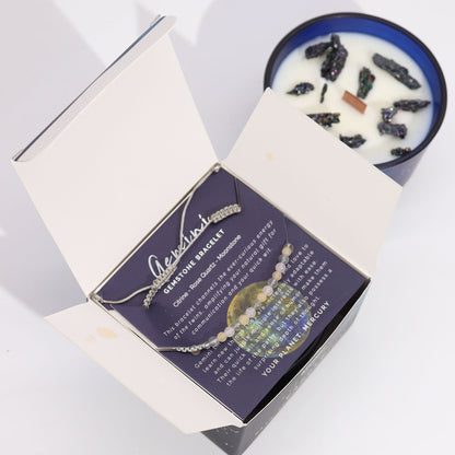 Gemini Zodiac Crystal Candle with Bracelet | #product_category# - OneRoofGifts