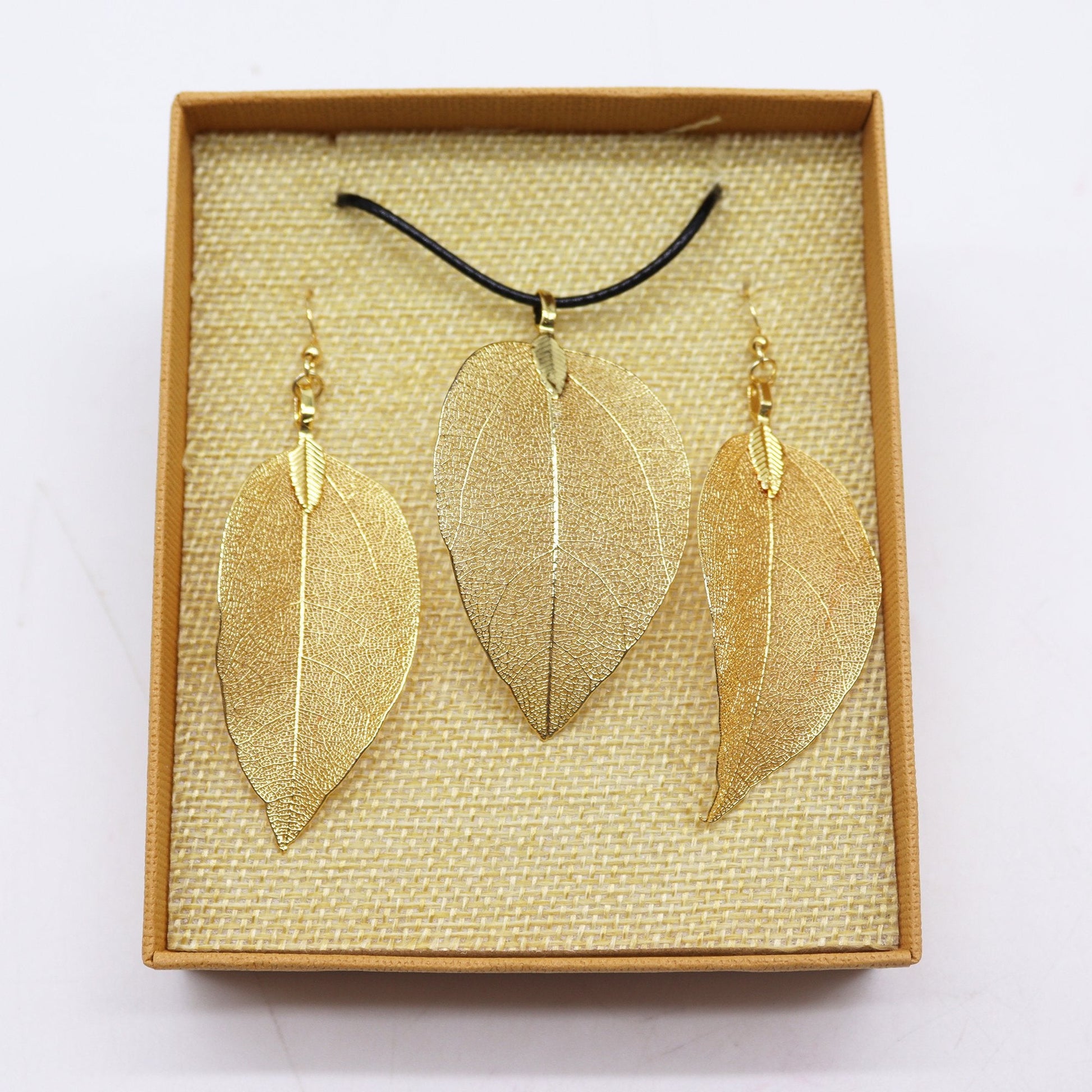 Gold Leaf Bravery Necklace and Earring Set | #product_category# - OneRoofGifts