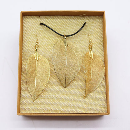 Gold Leaf Bravery Necklace and Earring Set | #product_category# - OneRoofGifts