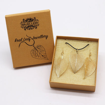 Gold Leaf Bravery Necklace and Earring Set | #product_category# - OneRoofGifts