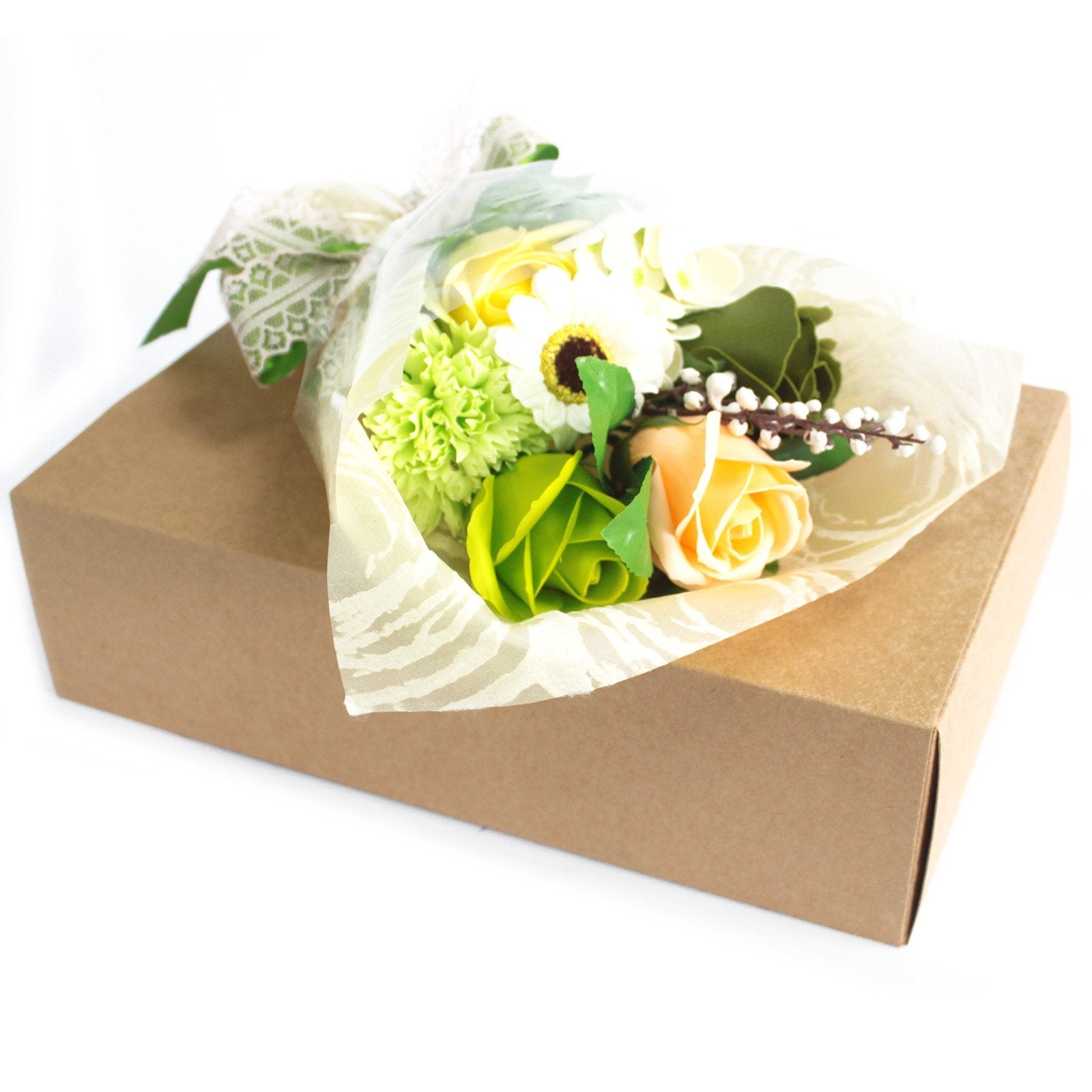 Green Soap Flower Bouquet Gift Box | #product_category# - OneRoofGifts