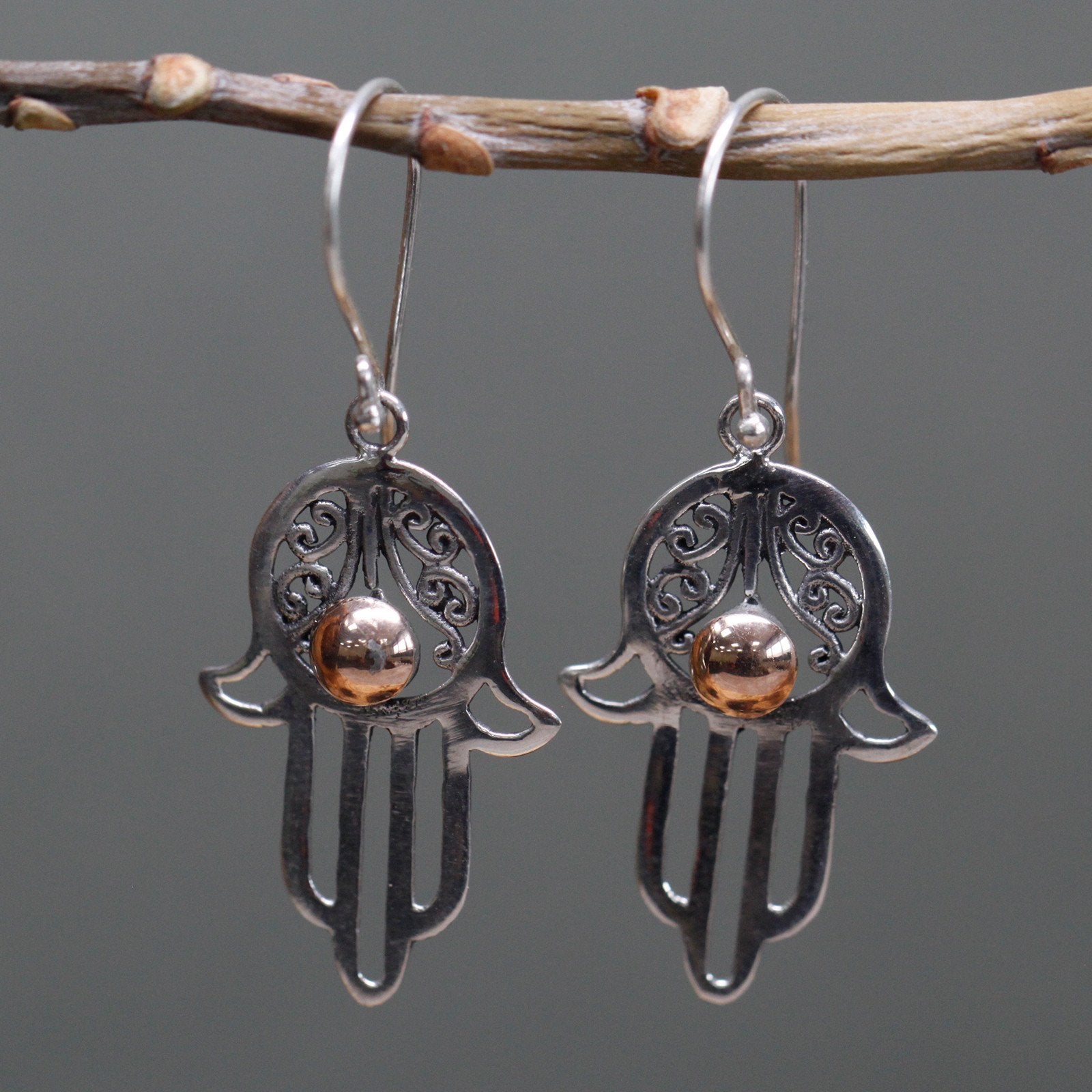 Hamsa Earrings in Silver and Gold | #product_category# - OneRoofGifts