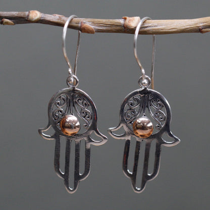 Hamsa Earrings in Silver and Gold | #product_category# - OneRoofGifts