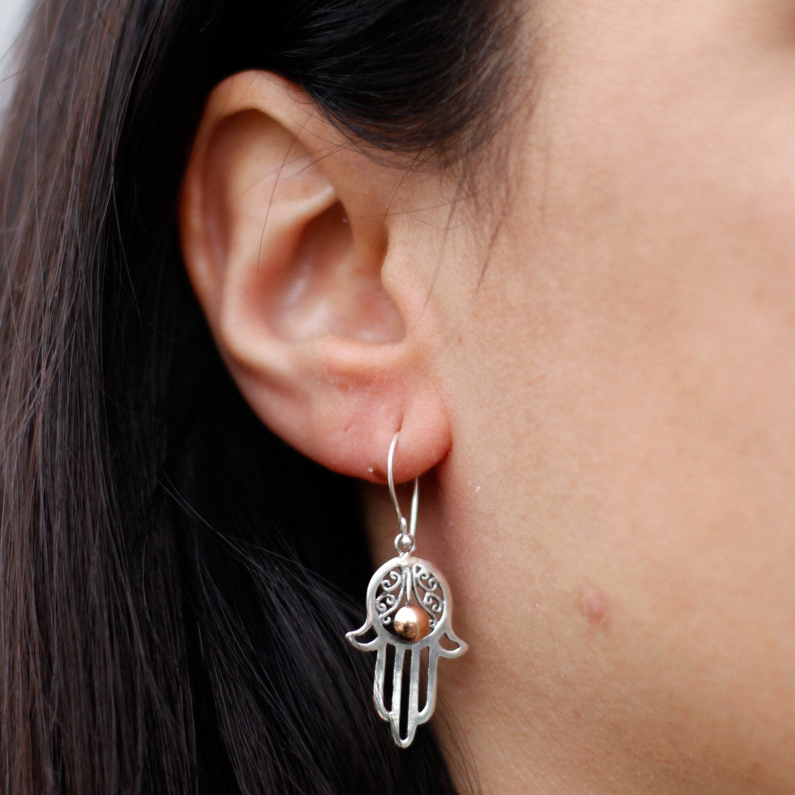 Hamsa Earrings in Silver and Gold | #product_category# - OneRoofGifts