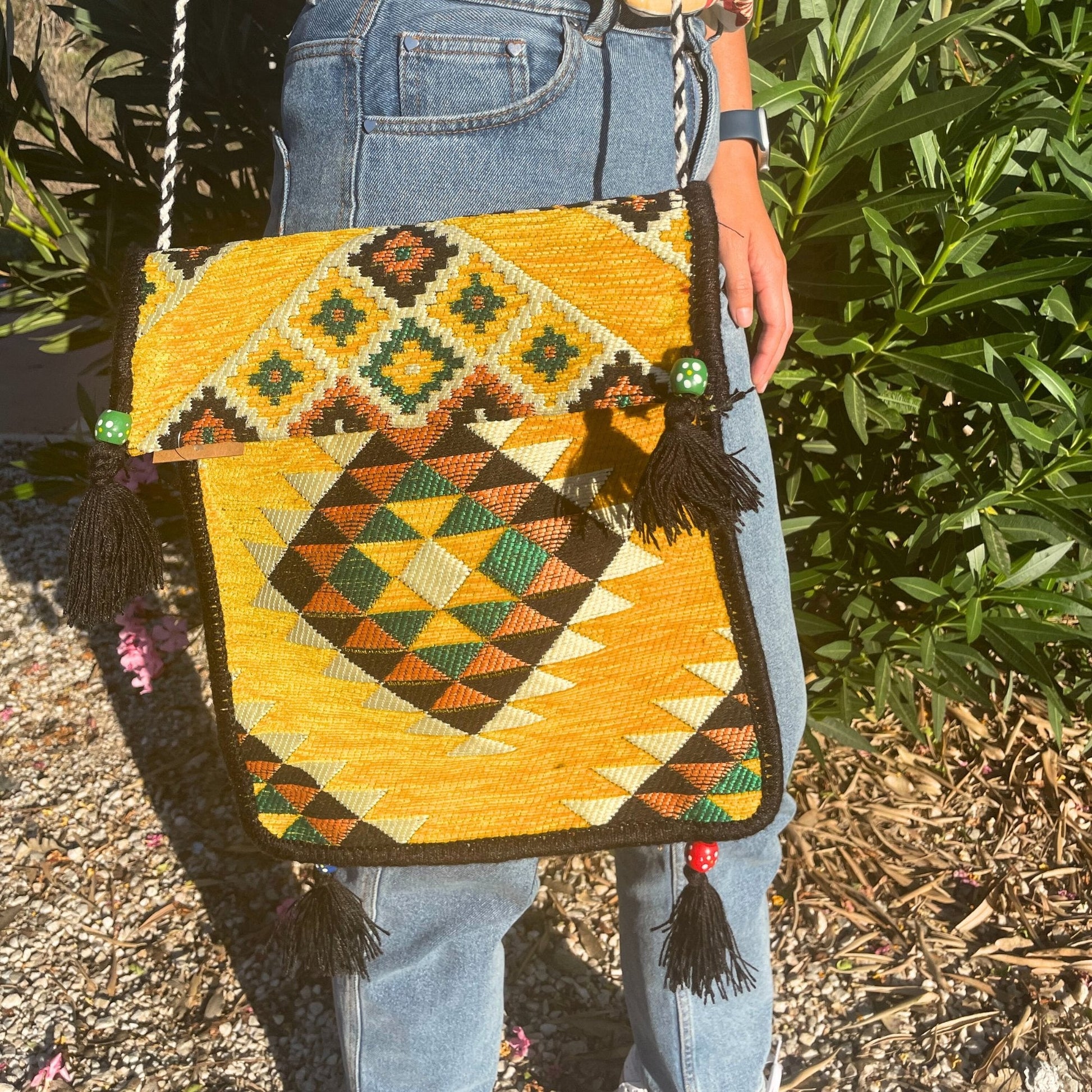 Kilim Festival Messenger Bag - Yellow | #product_category# - OneRoofGifts