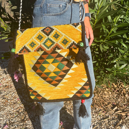 Kilim Festival Messenger Bag - Yellow | #product_category# - OneRoofGifts