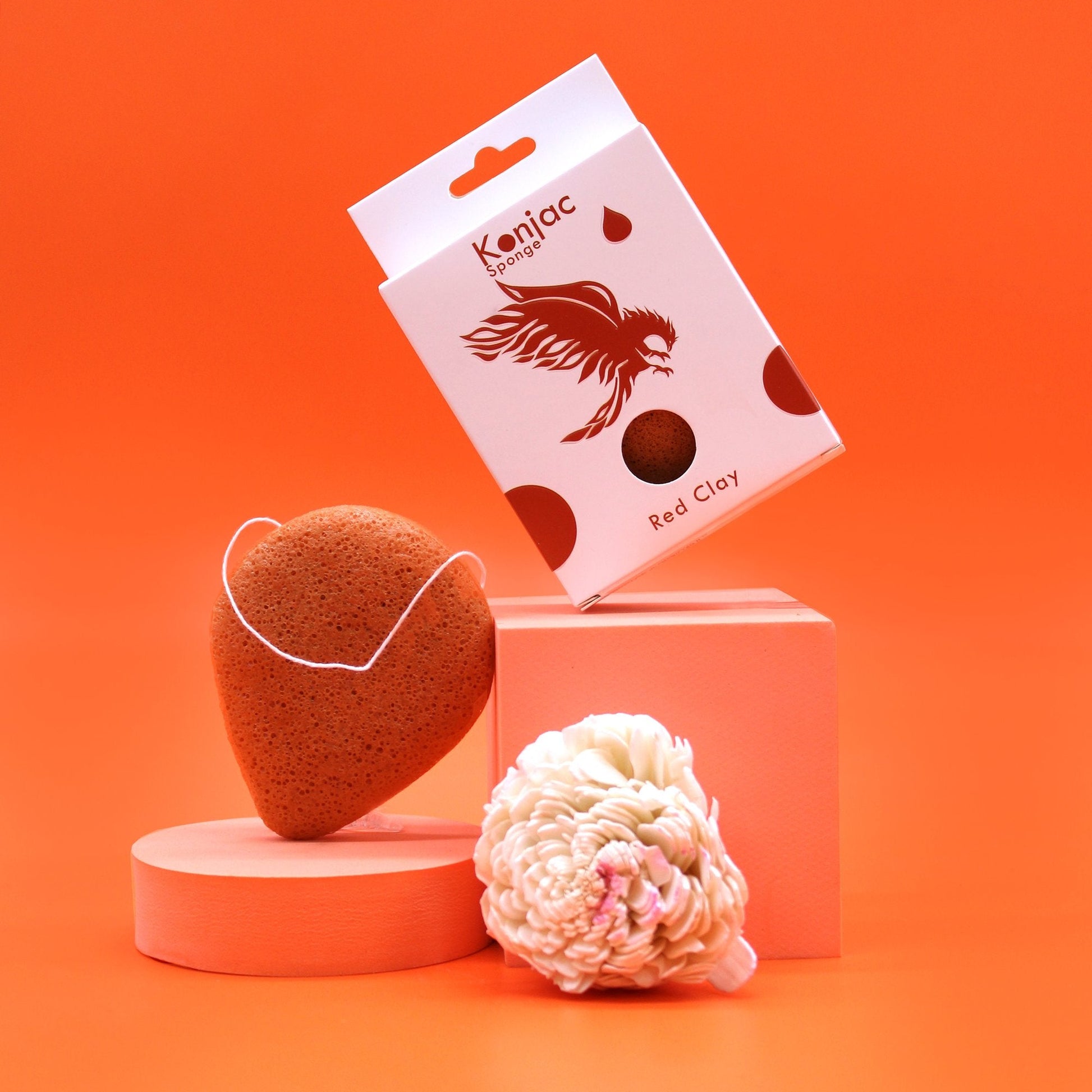 Konjac Sponge with Red Clay, Teardrop Shape | #product_category# - OneRoofGifts