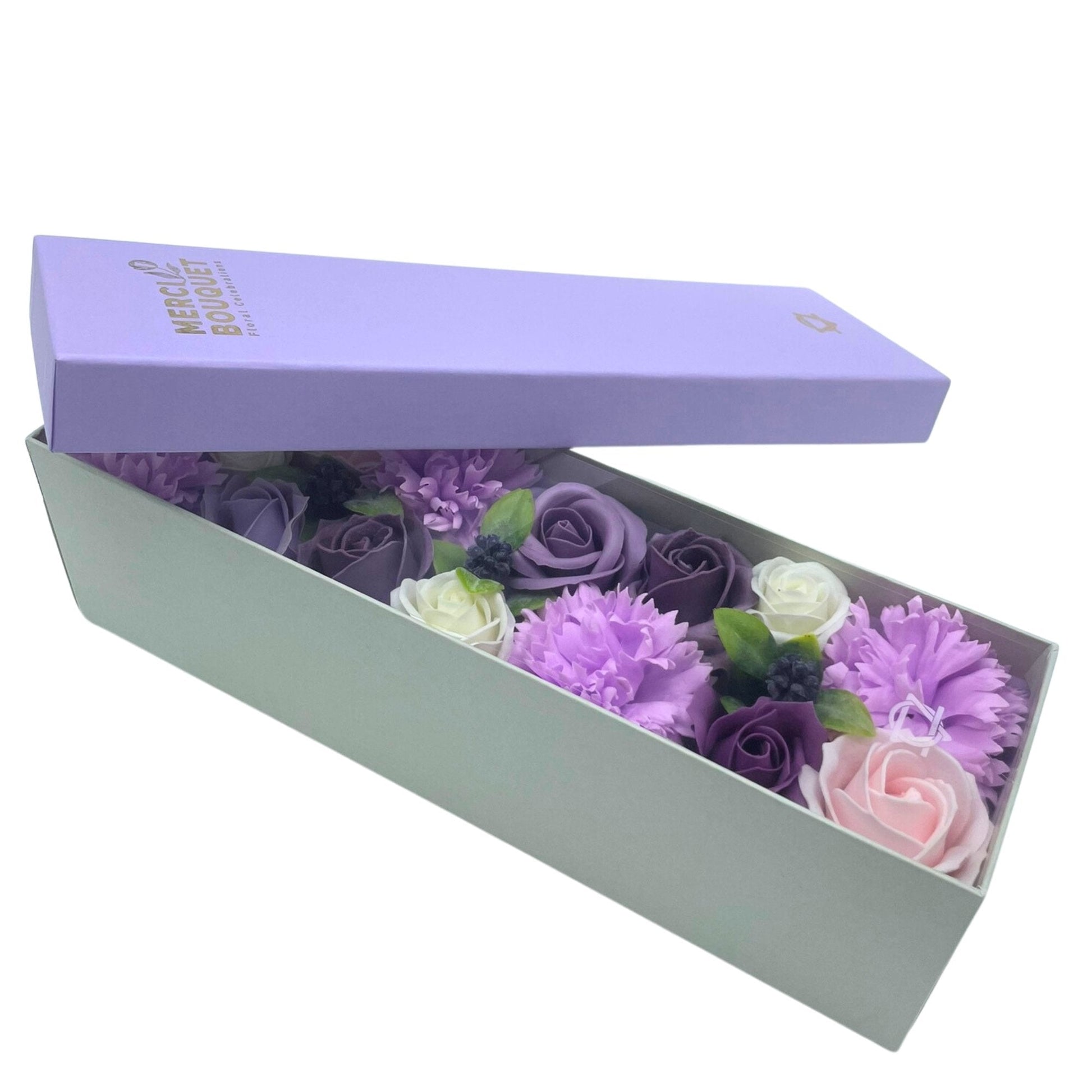 Lavender, Rose, and Carnation Long Box Arrangement | #product_category# - OneRoofGifts