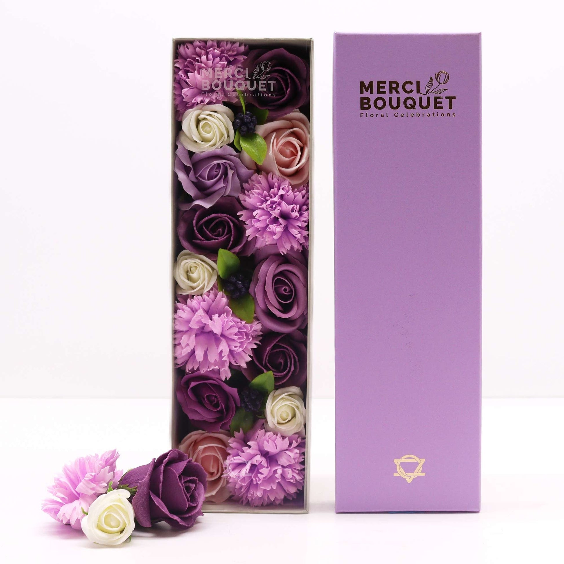 Lavender, Rose, and Carnation Long Box Arrangement | #product_category# - OneRoofGifts