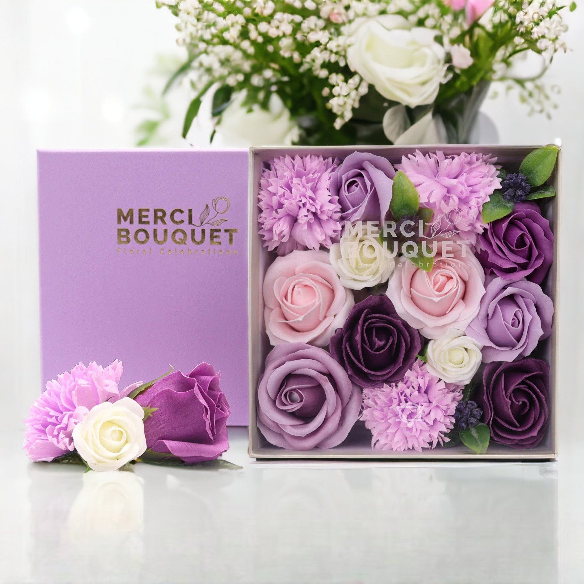 Lavender, Rose, and Carnation Square Box | #product_category# - OneRoofGifts