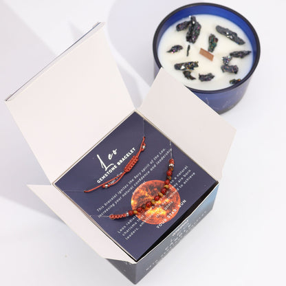 Leo Zodiac Crystal Candle with Gemstone Bracelet | #product_category# - OneRoofGifts