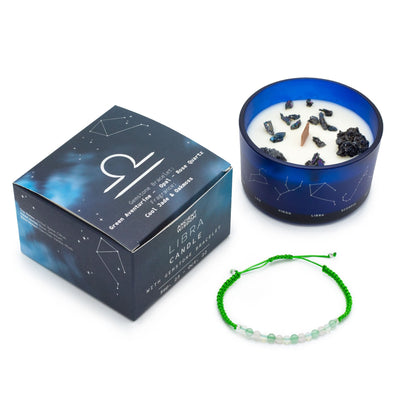Libra Zodiac Crystal Candle with Gemstone Bracelet | #product_category# - OneRoofGifts