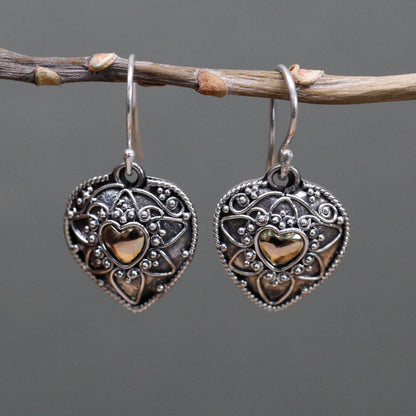 Mandala Hearts Earrings in Silver and Gold | #product_category# - OneRoofGifts