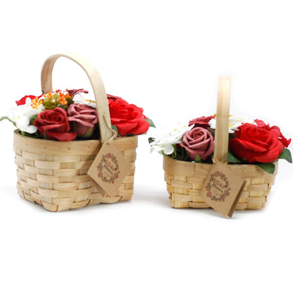 Medium Red Flower Bouquet, Wicker Basket | #product_category# - OneRoofGifts