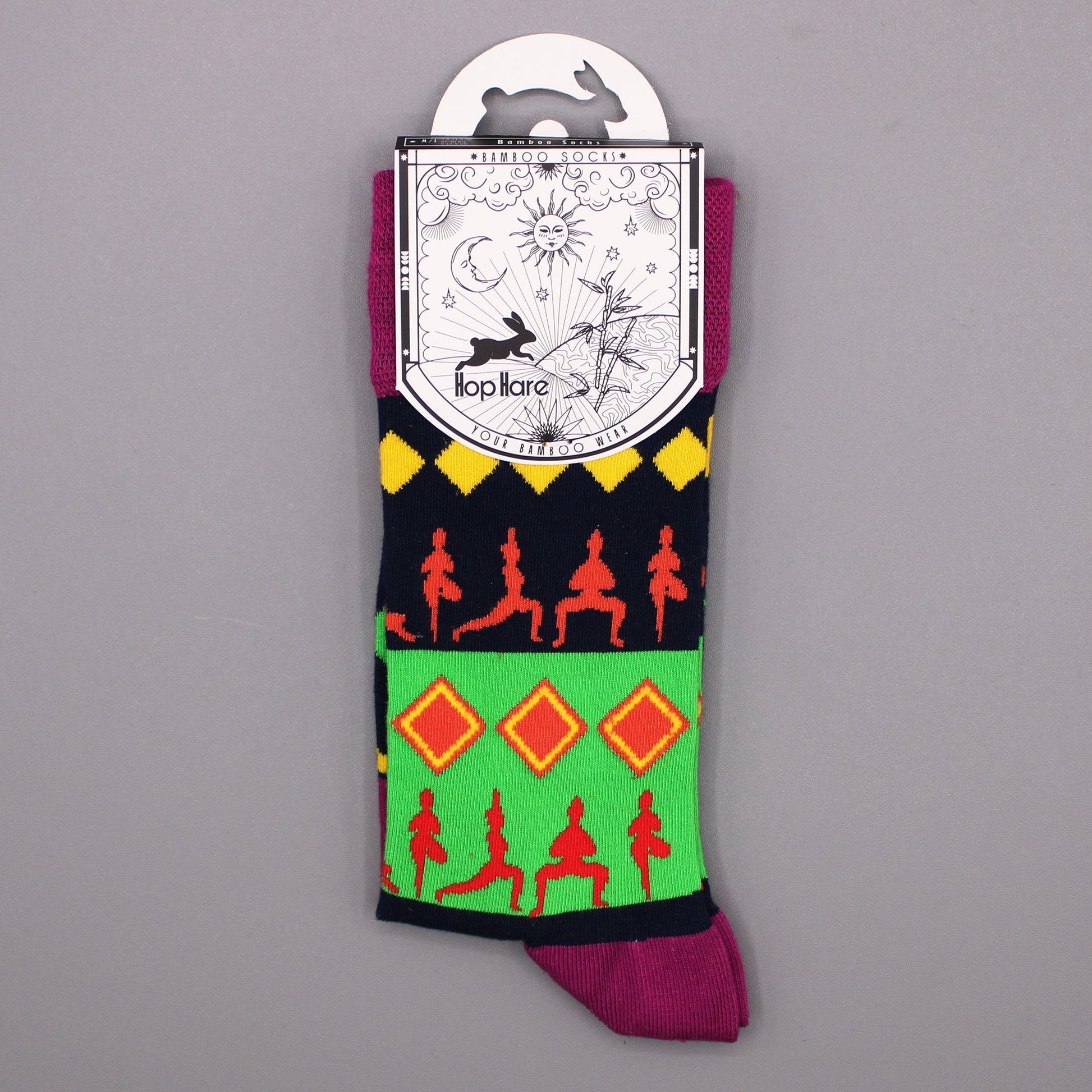 M/L Hop Hare Yoga Poses Bamboo Socks | #product_category# - OneRoofGifts