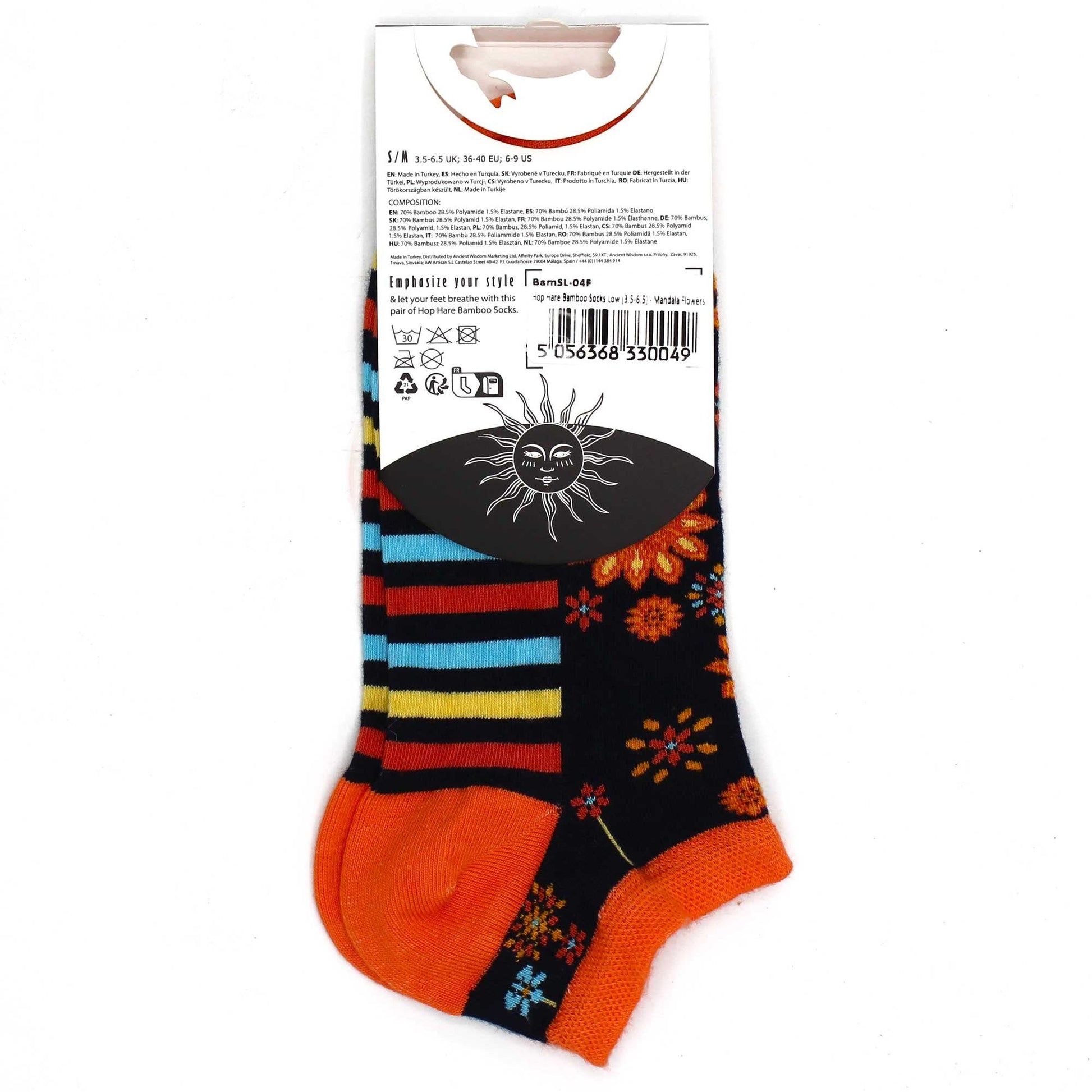 M/L (Size 7.5 - 11.5) Hop Hare Bamboo Low Cut Socks - Mandala Flowers | #product_category# - OneRoofGifts