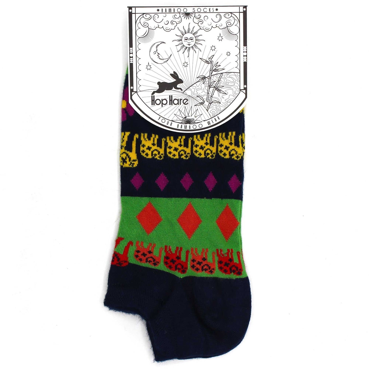 M/L Size 7.5 - 11.5 Hop Hare Bamboo Low Socks - Lucky Elephant Design | #product_category# - OneRoofGifts